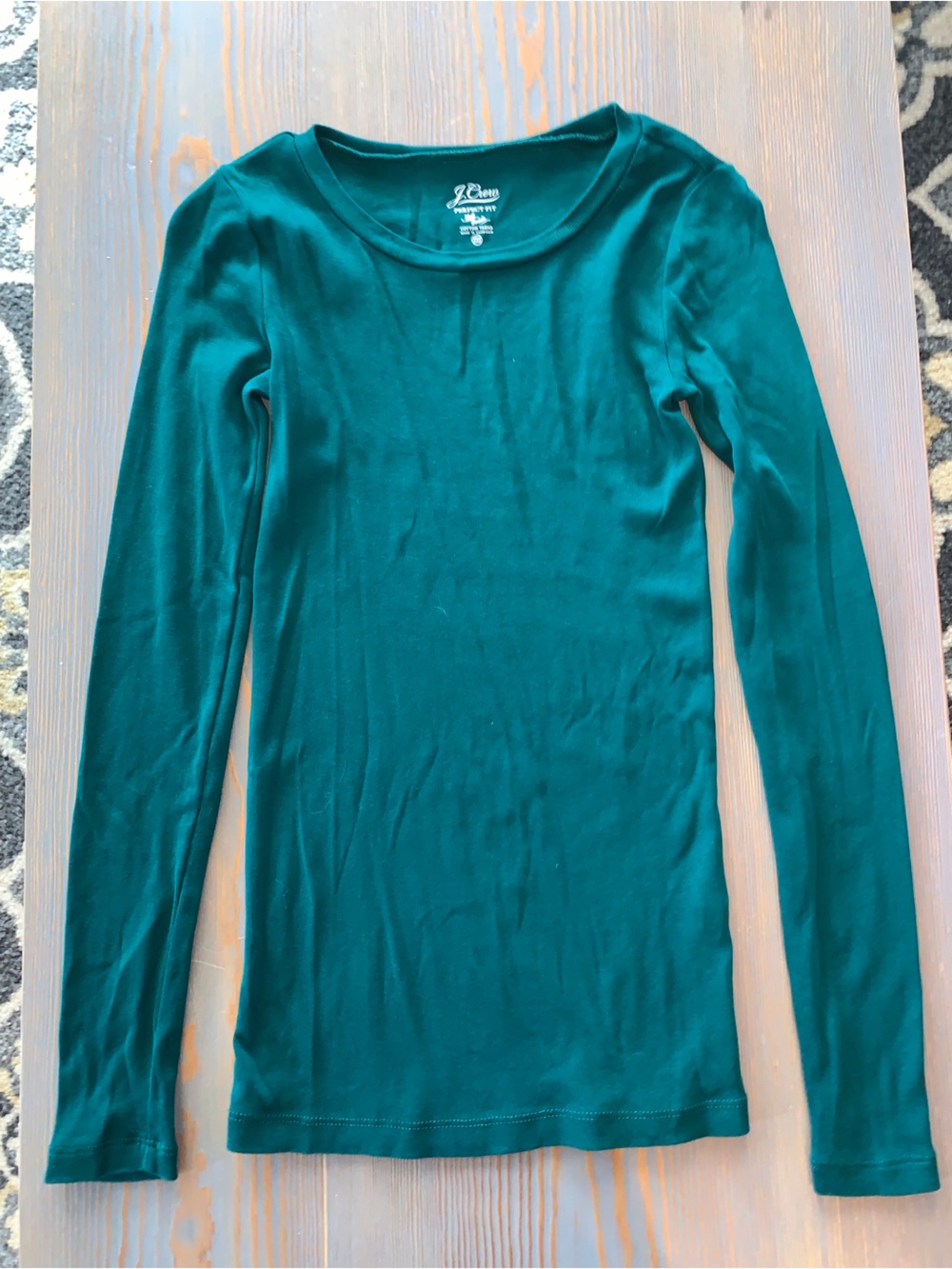 Women’s J. Crew Perfect Fit Long-Sleeve Neck Teal Top